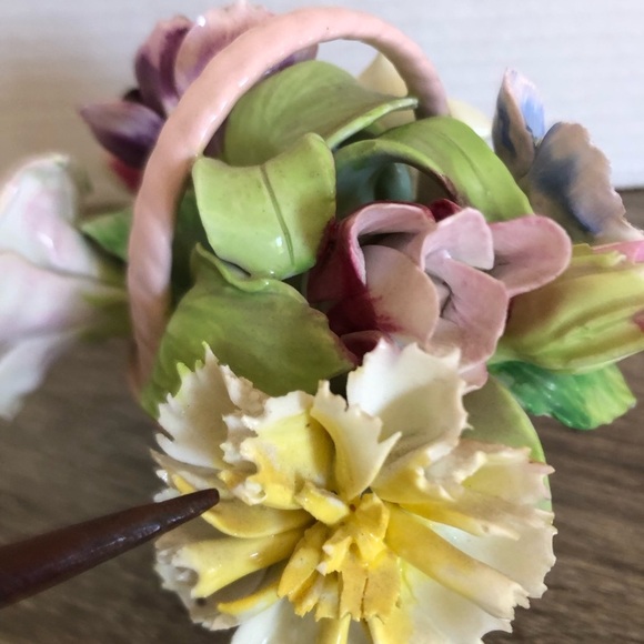 Vtg Staffordshire Basket with Multicoloured Flowers - Picture 6 of 13